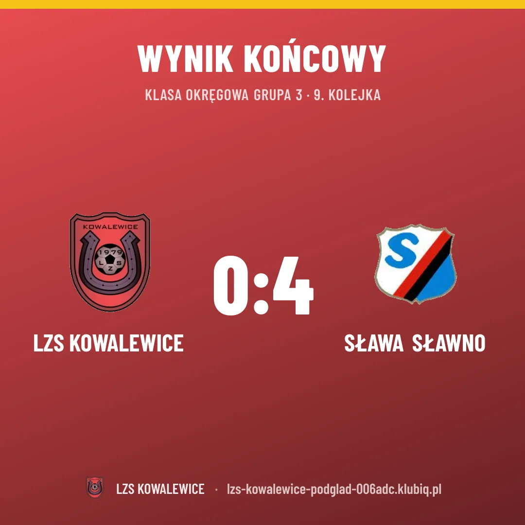 LZS Kowalewice 0:4 Sława Sławno
