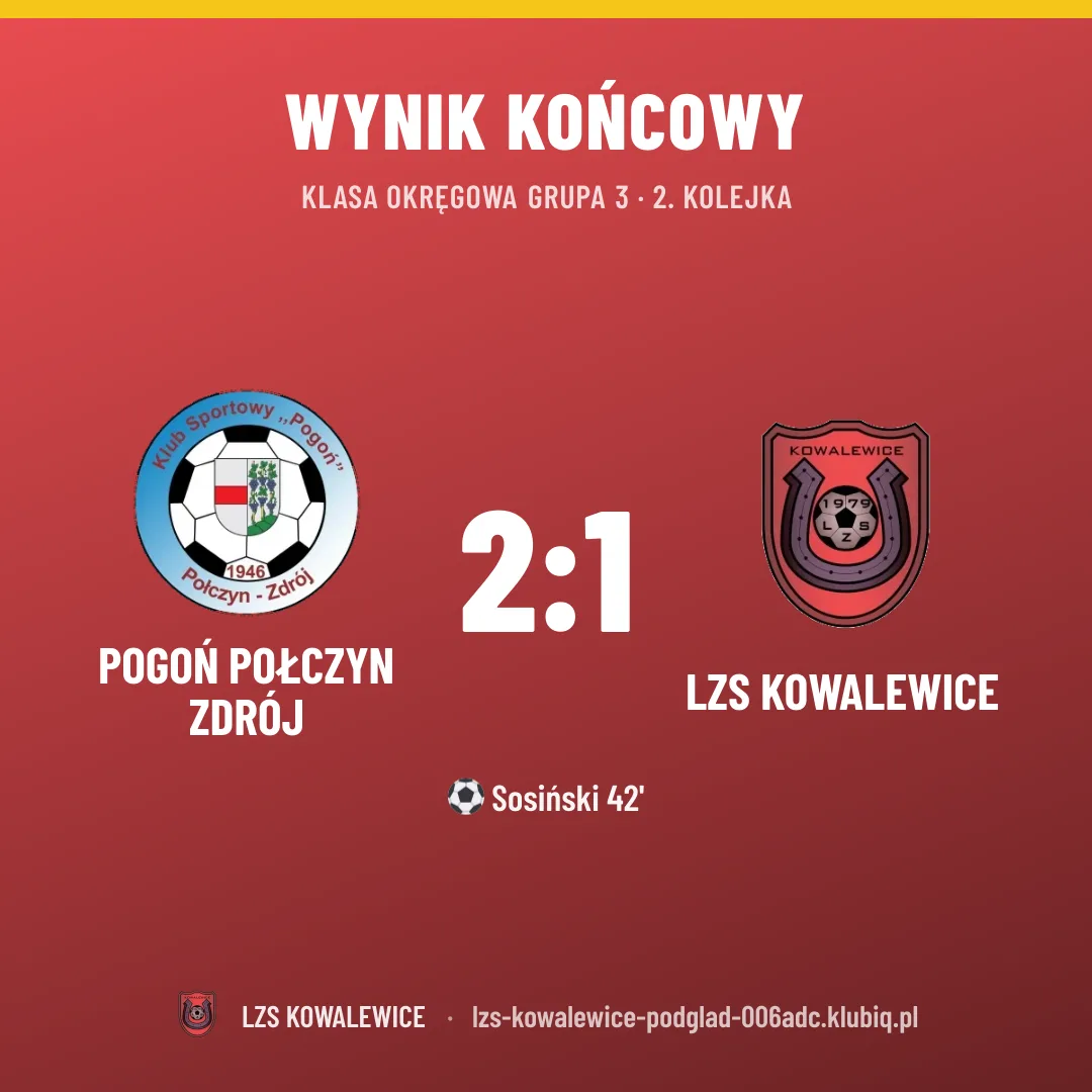 Pogoń Połczyn Zdrój 2:1 LZS Kowalewice