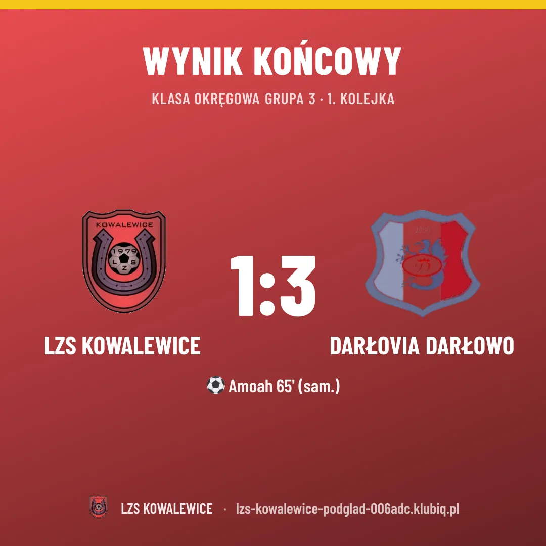 LZS Kowalewice 1:3 DARŁOVIA Darłowo